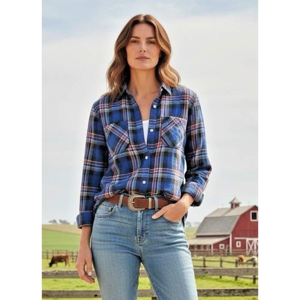 Ralph Lauren NWOT 'Boyfriend' plaid Denim & Supply womens button up shirt Large